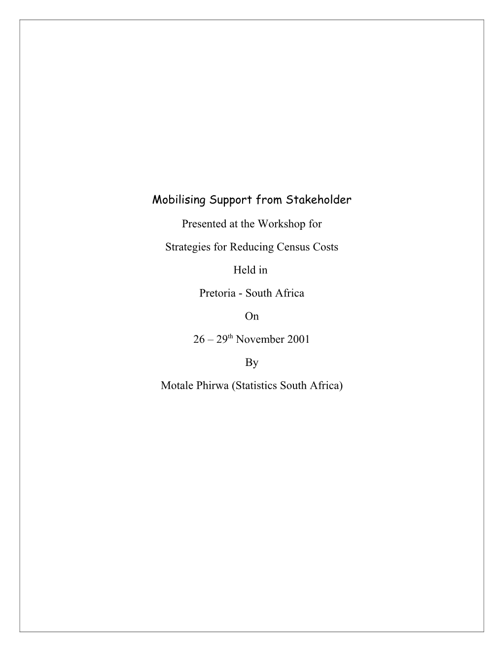 Mobilising Support from Stakeholder
