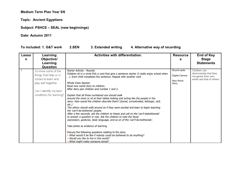 Medium Term Plan Year 5/6