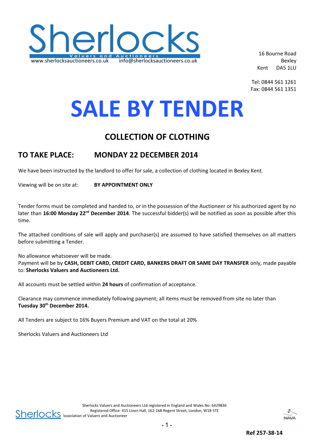 Sale by Tender