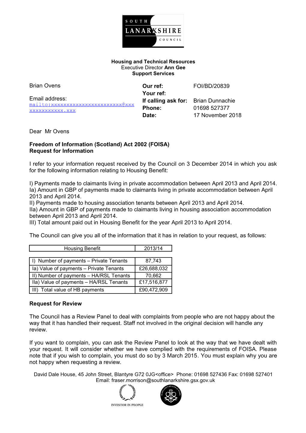 Freedom of Information (Scotland) Act 2002 (FOISA)