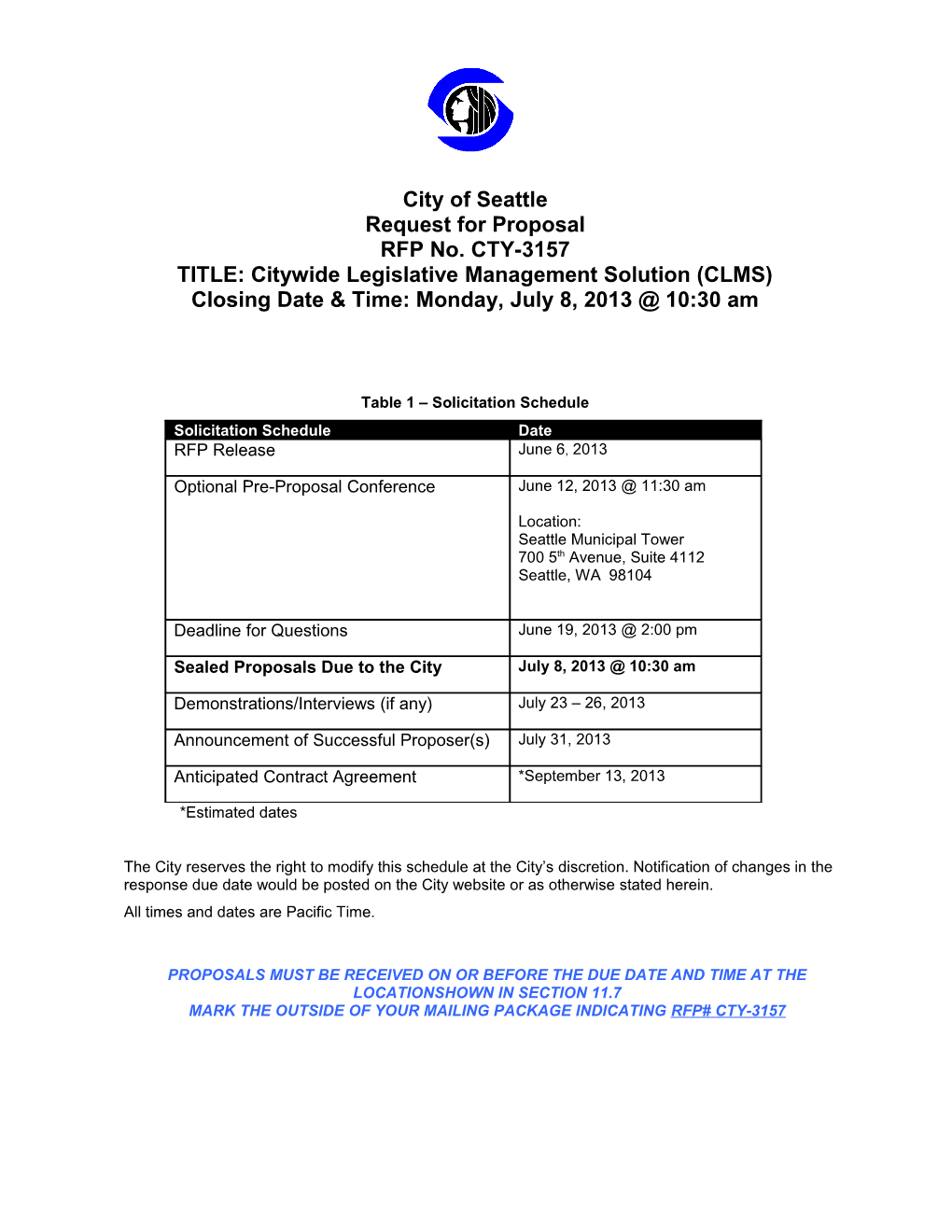 TITLE: Citywide Legislative Management Solution (CLMS)