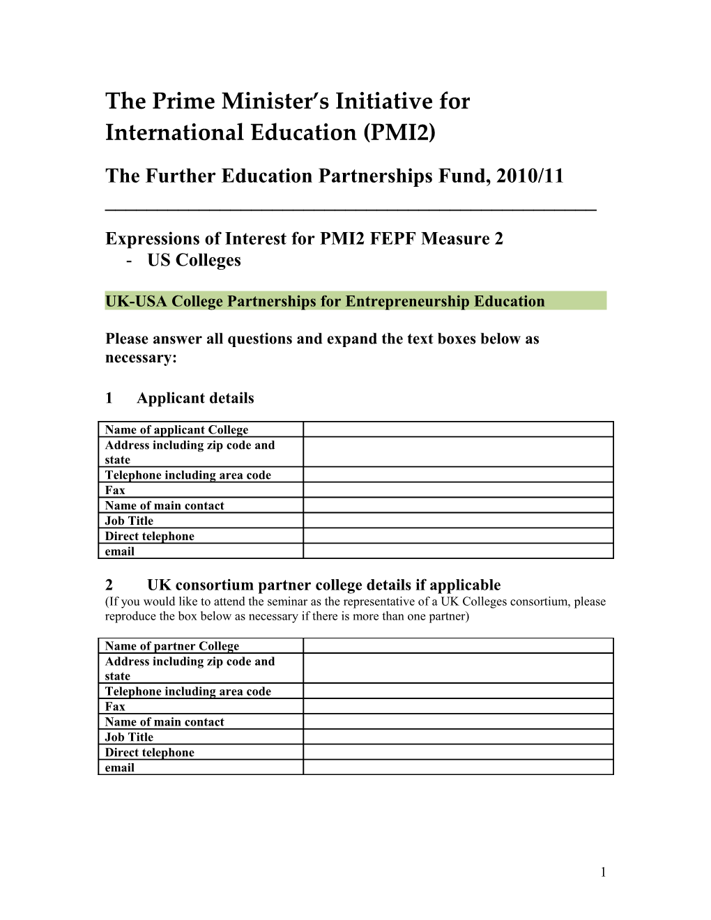 The Prime Minister S Initiative for International Education (PMI2)