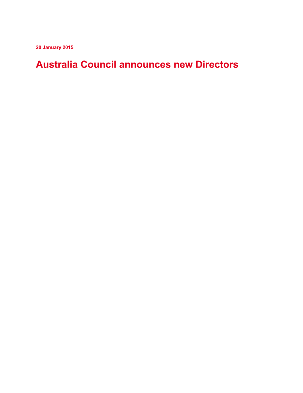 Australia Council Announces New Directors