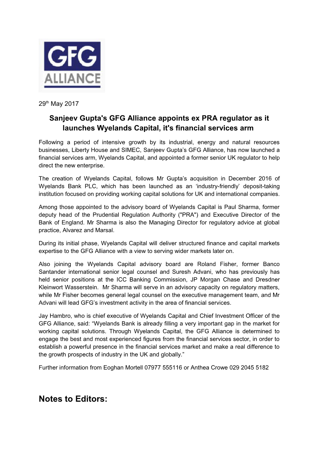 Sanjeev Gupta's GFG Alliance Appoints Ex PRA Regulator As It Launches Wyelands Capital