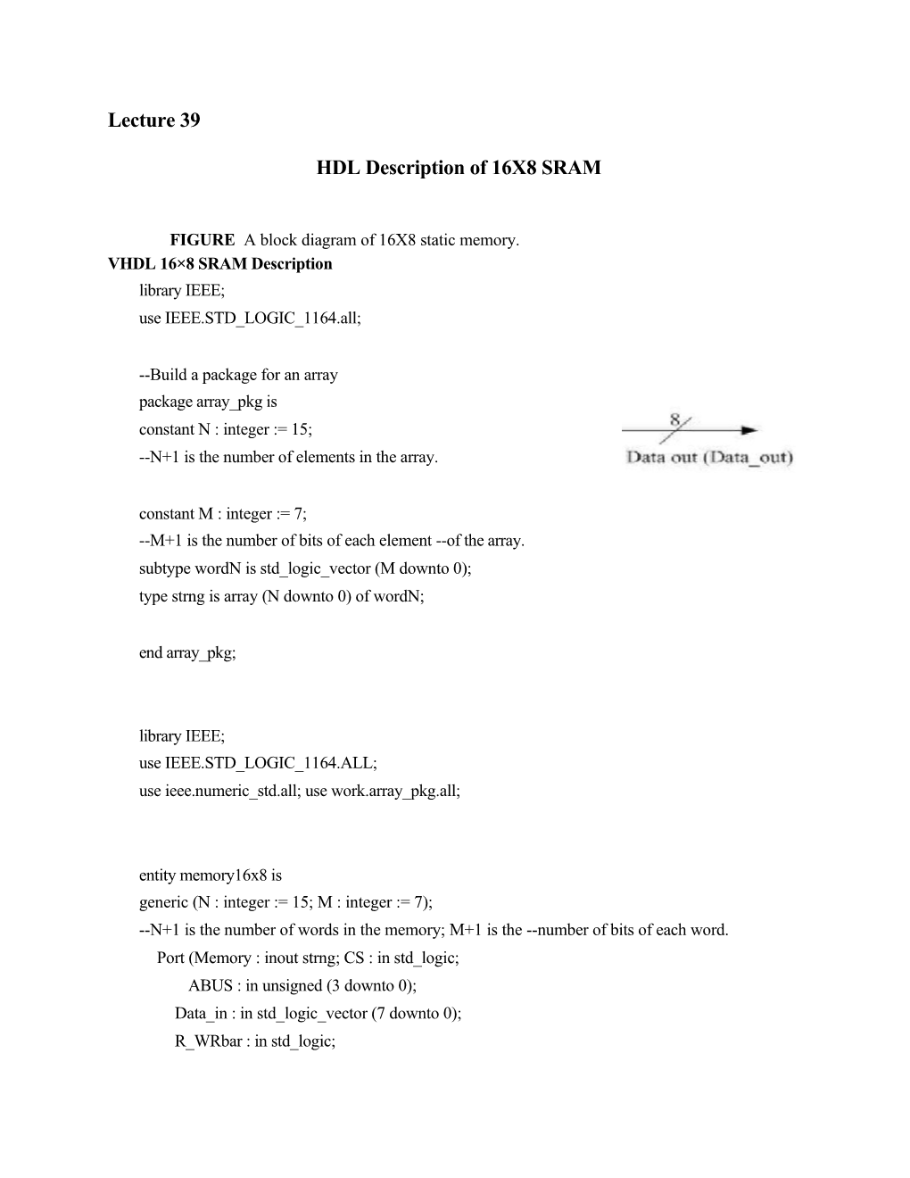 HDL Description of 16X8 SRAM