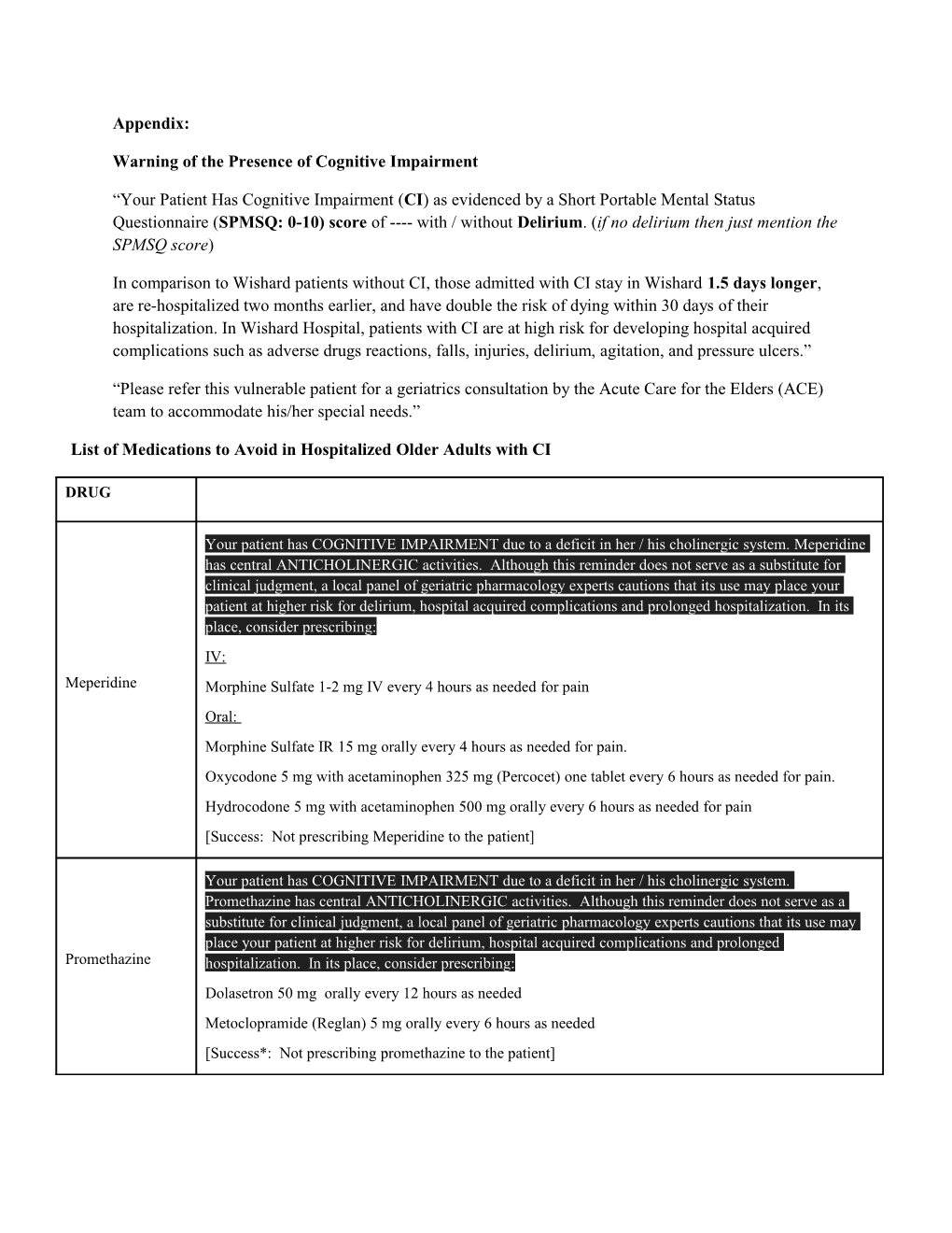 Warning of the Presence of Cognitive Impairment