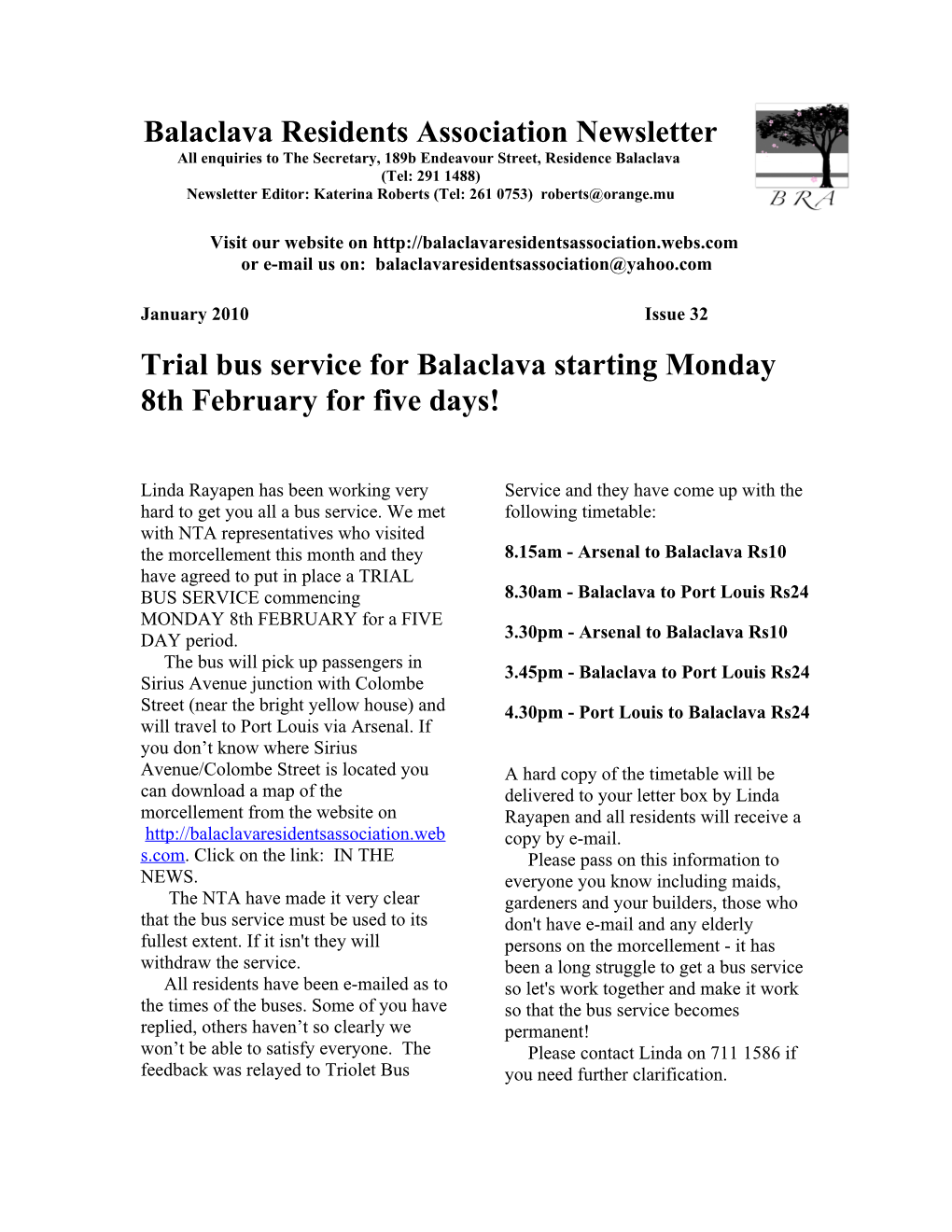 Balaclava Residents Association Newsletter