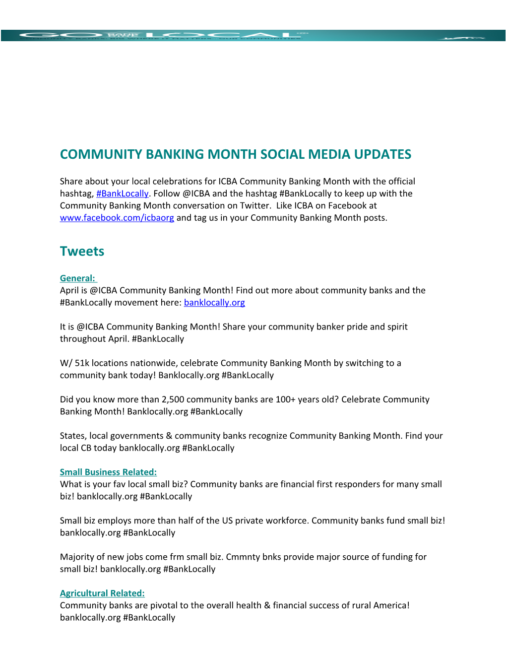 Community Banking Month Social Media Updates