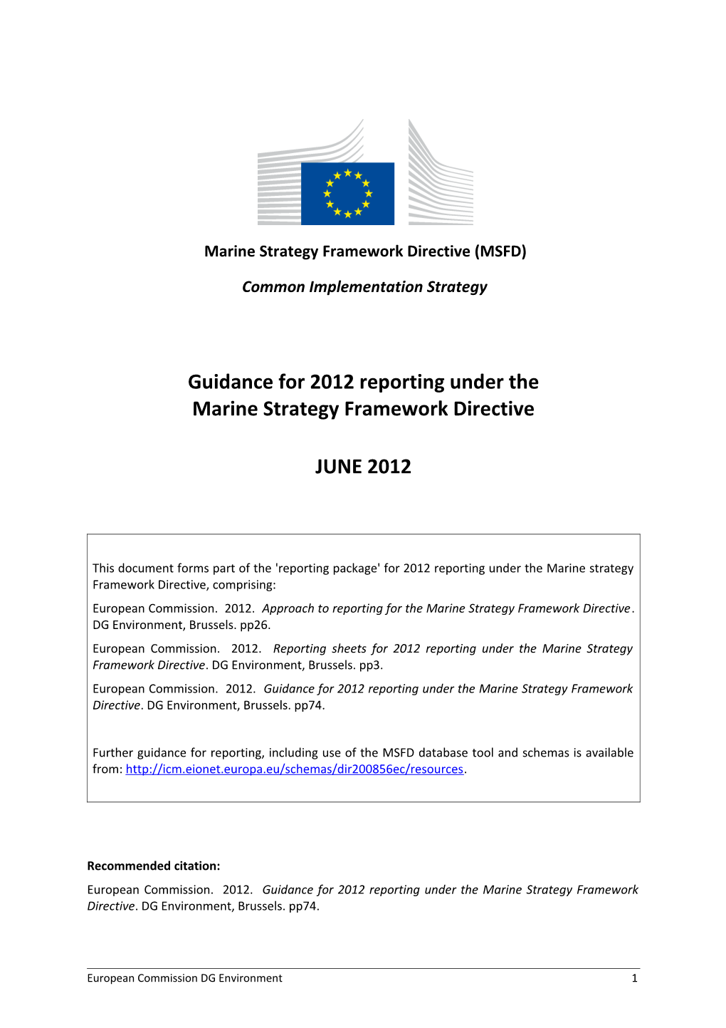 MSFD 2012 Reporting Guidance