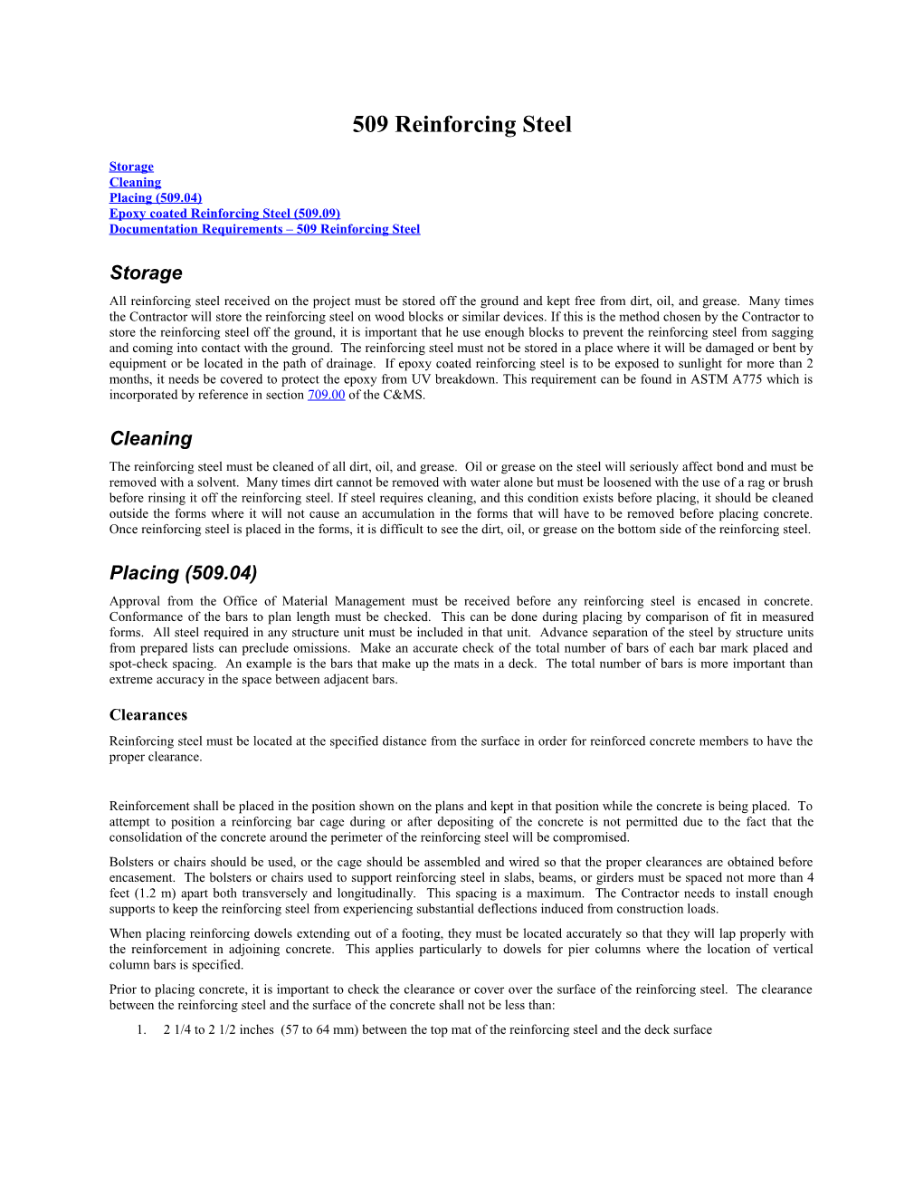 Epoxy Coated Reinforcing Steel (509.09)