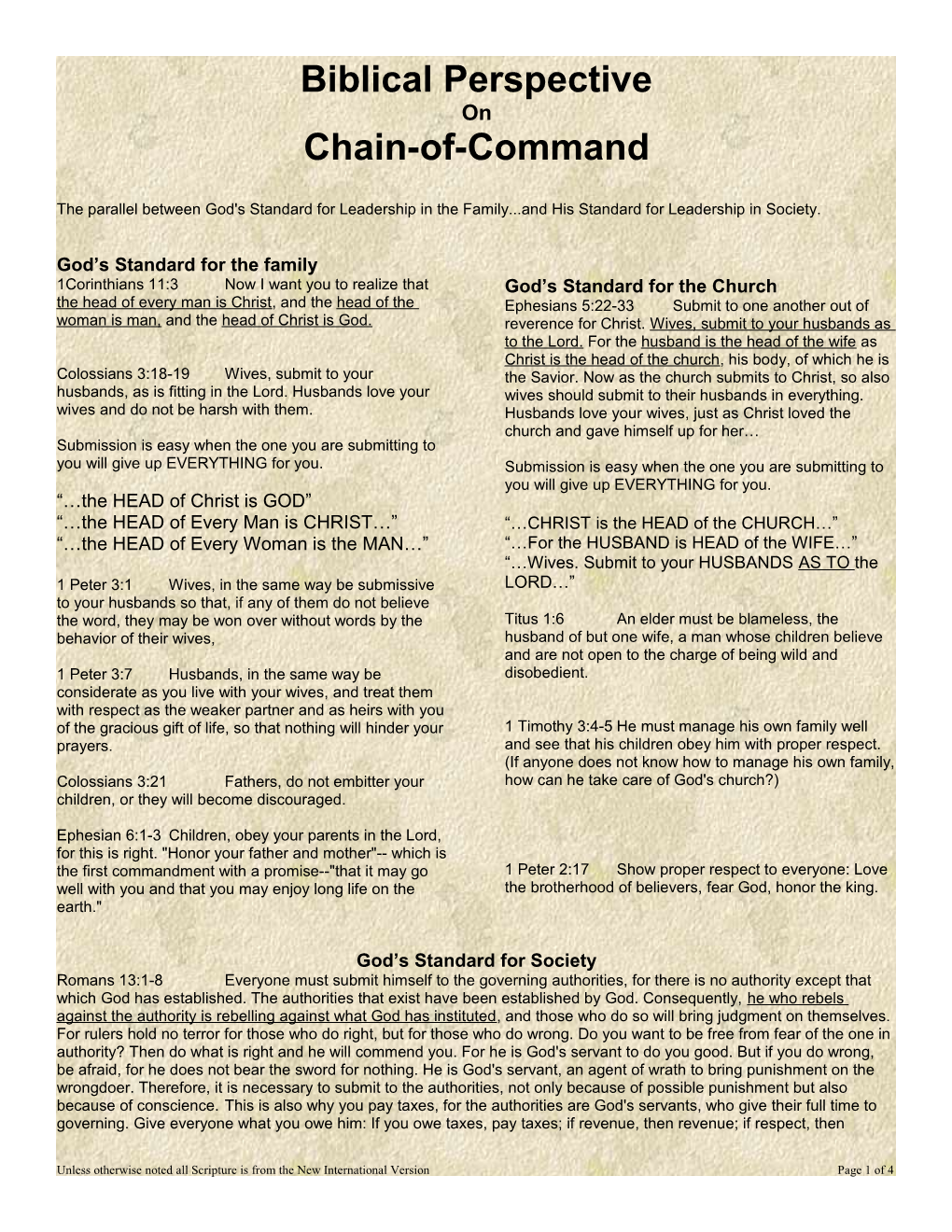 Biblical Perspective on Chain-Of-Command