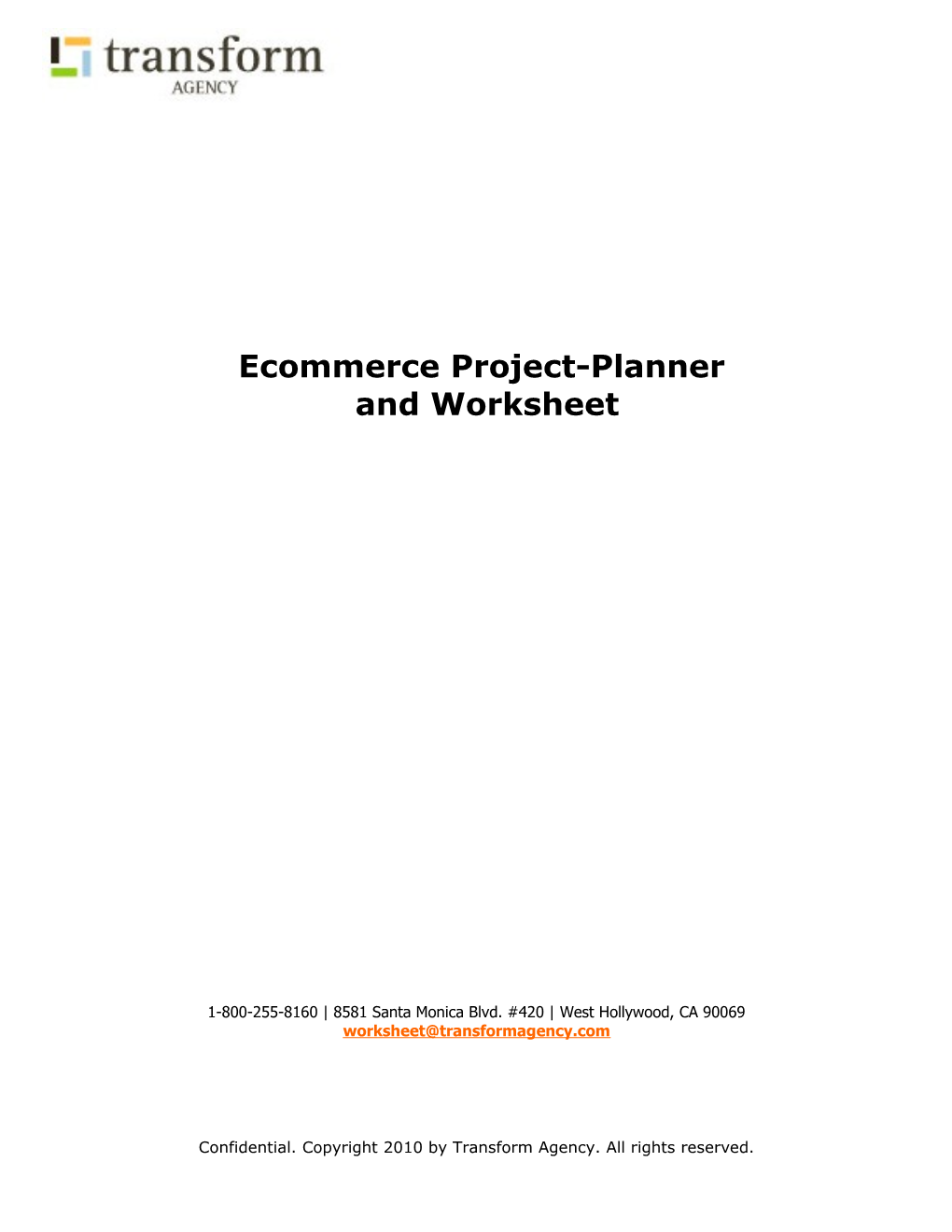 Transformagency Ecommerce Worksheet