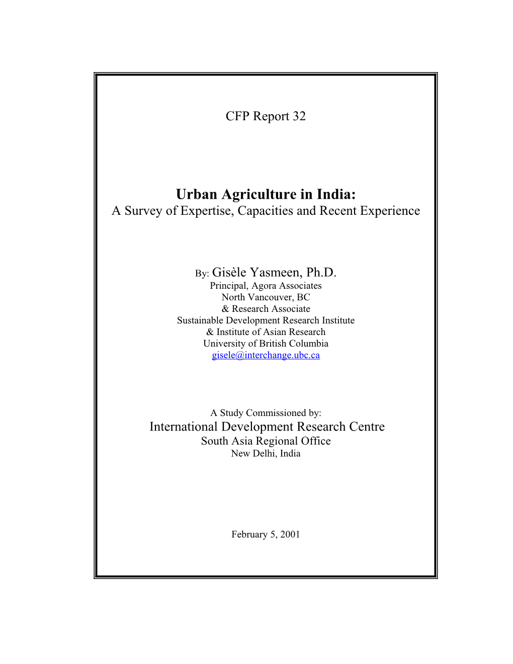 Urban Agriculture in India