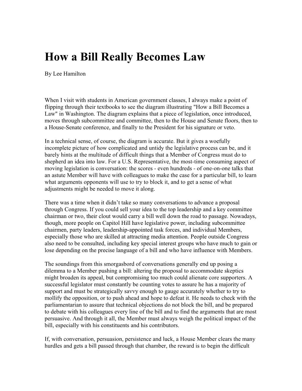 How a Bill Really Becomes Law