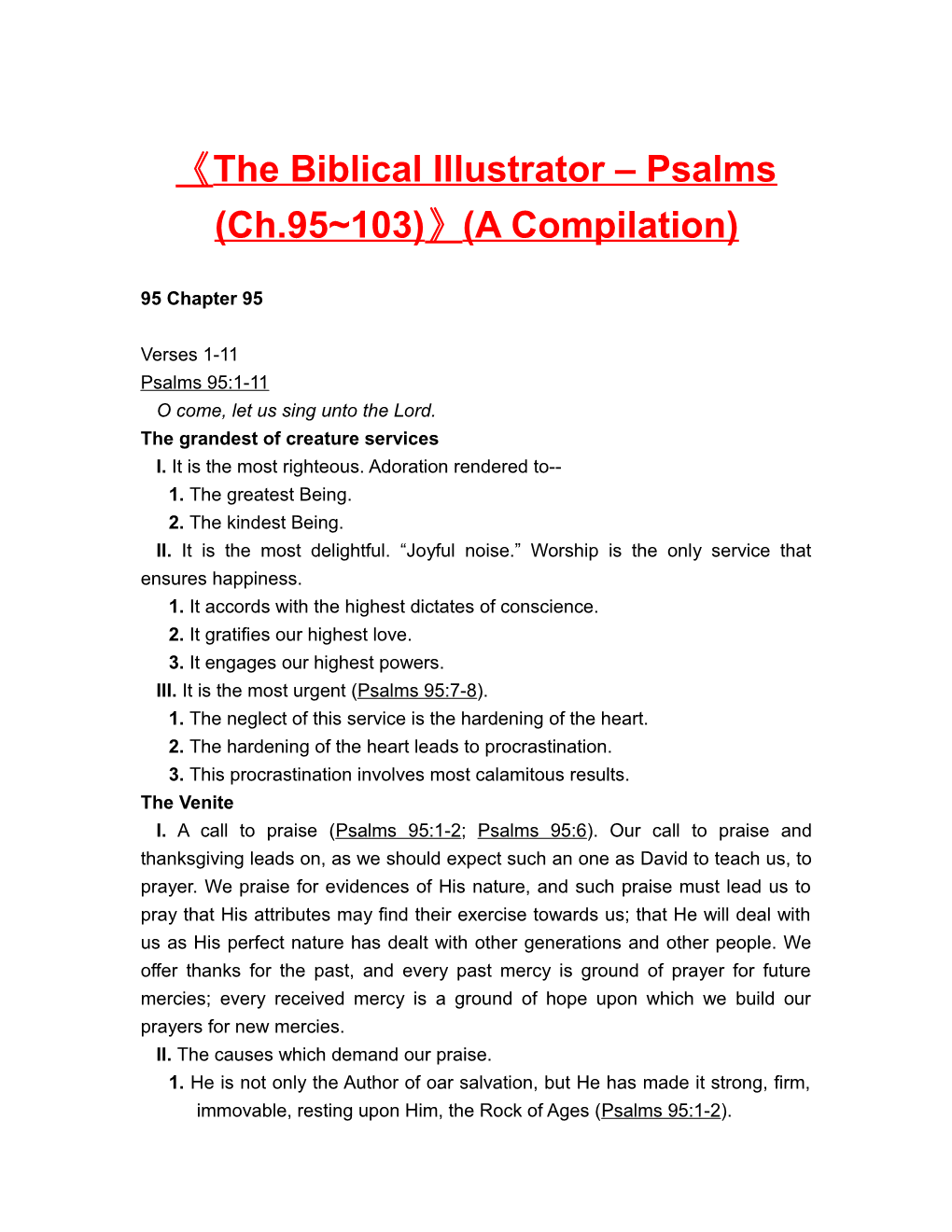 The Biblical Illustrator Psalms (Ch.95 103) (A Compilation)