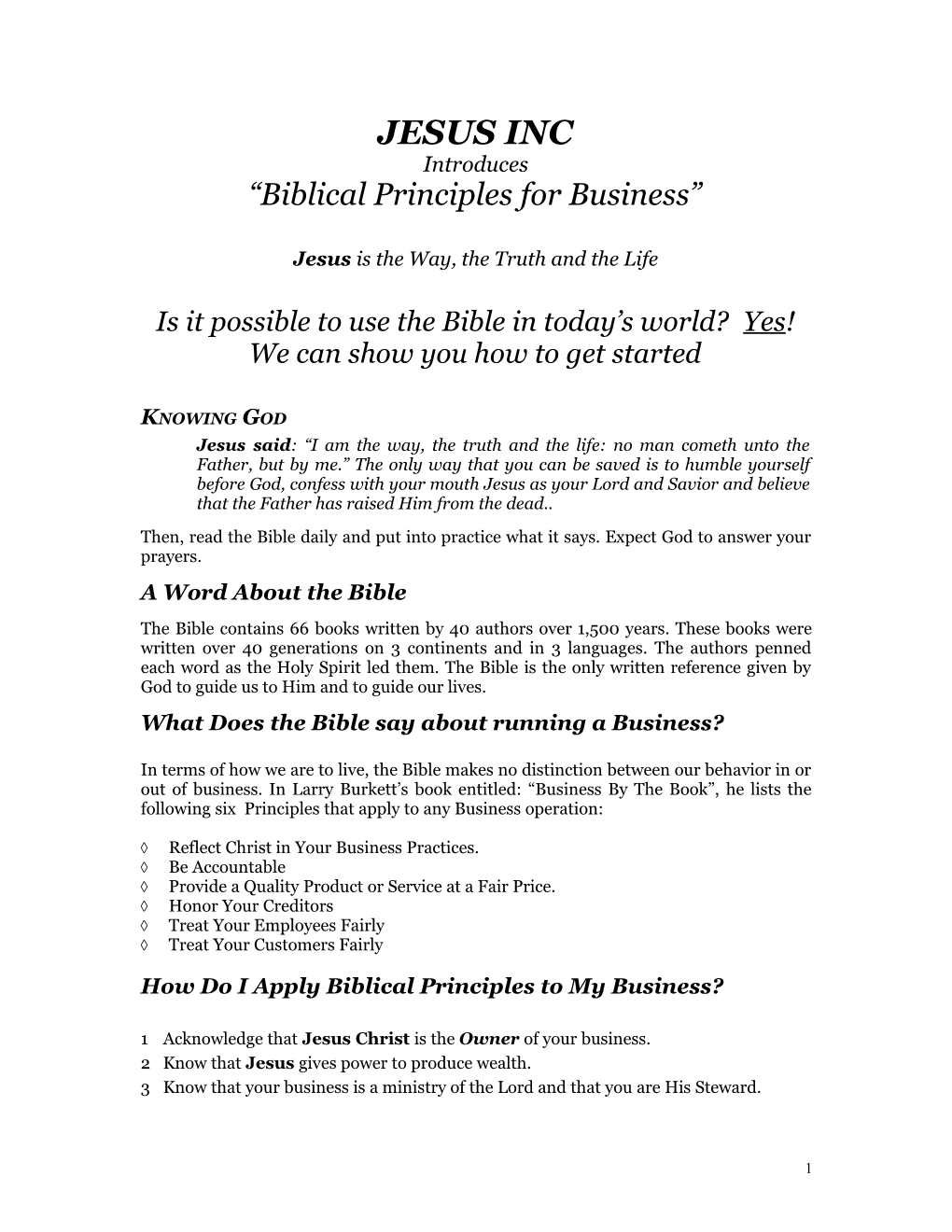 Biblical Principles for Business