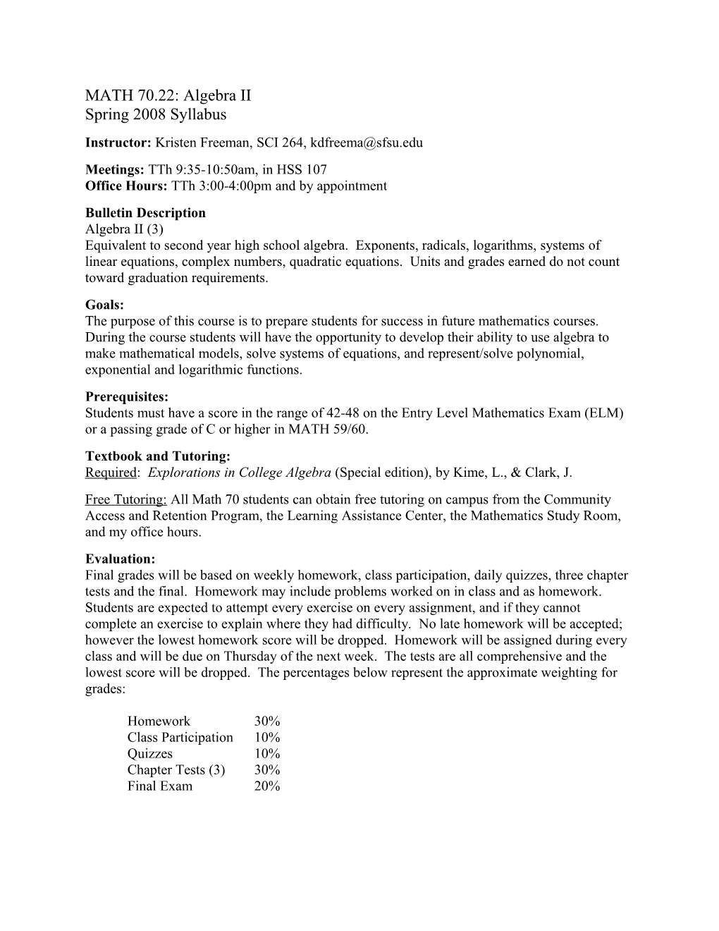 MATH 70.22: Algebra II