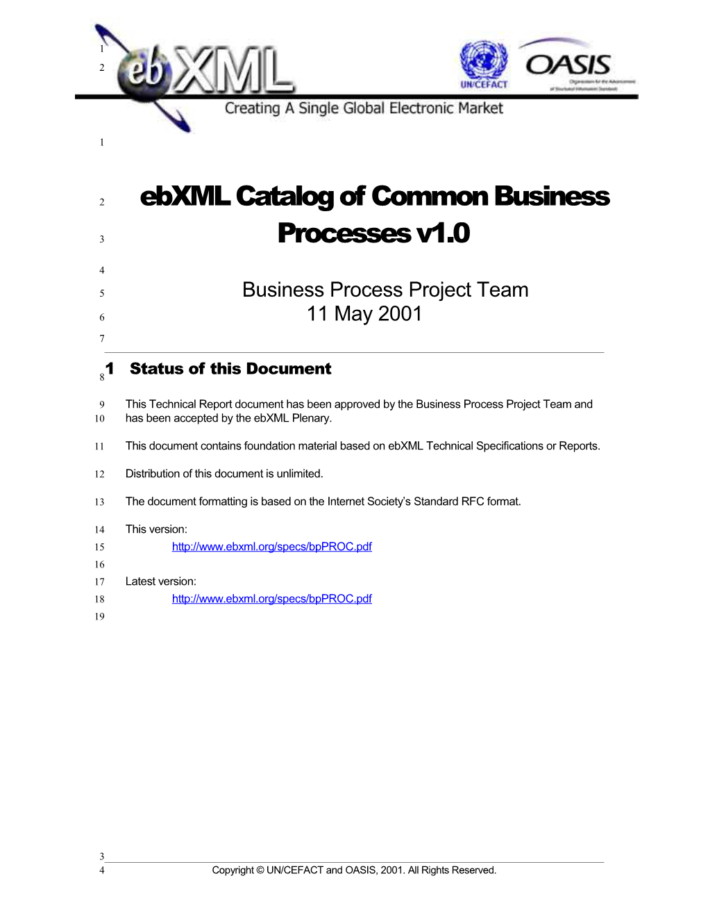 Ebxml Catalog of Common Business Processes V1.0