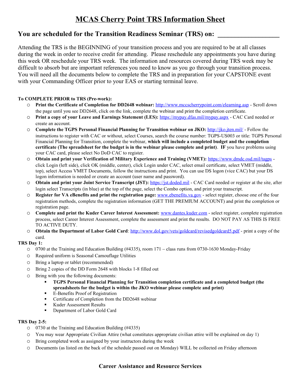 MCAS Cherry Pointtrs Information Sheet