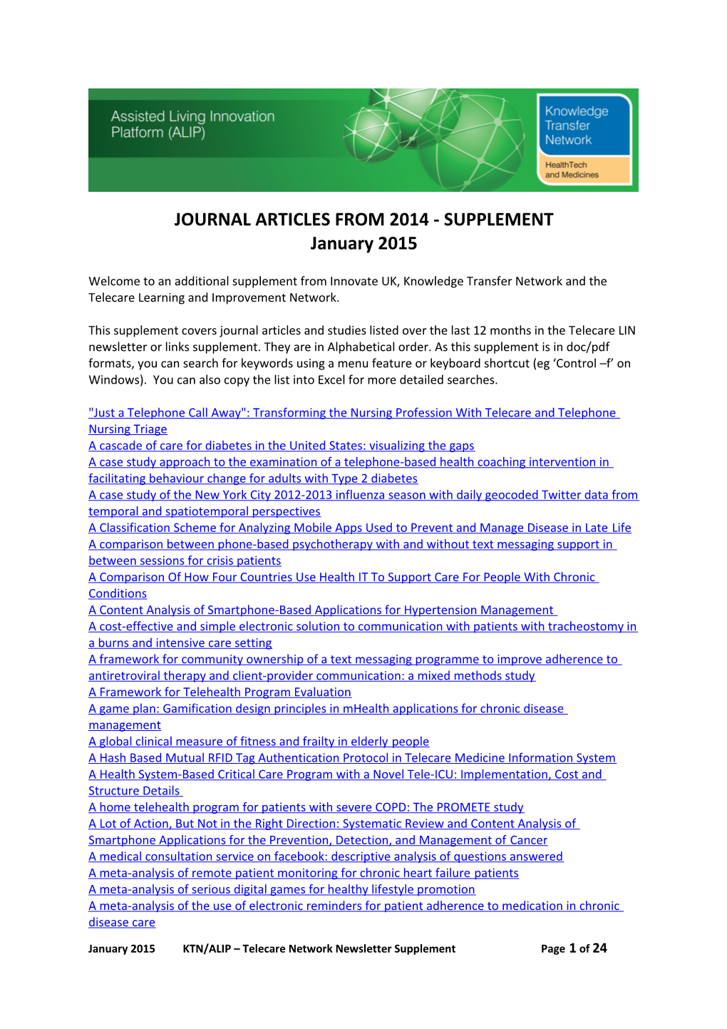 Journal Articles from 2014 - Supplement