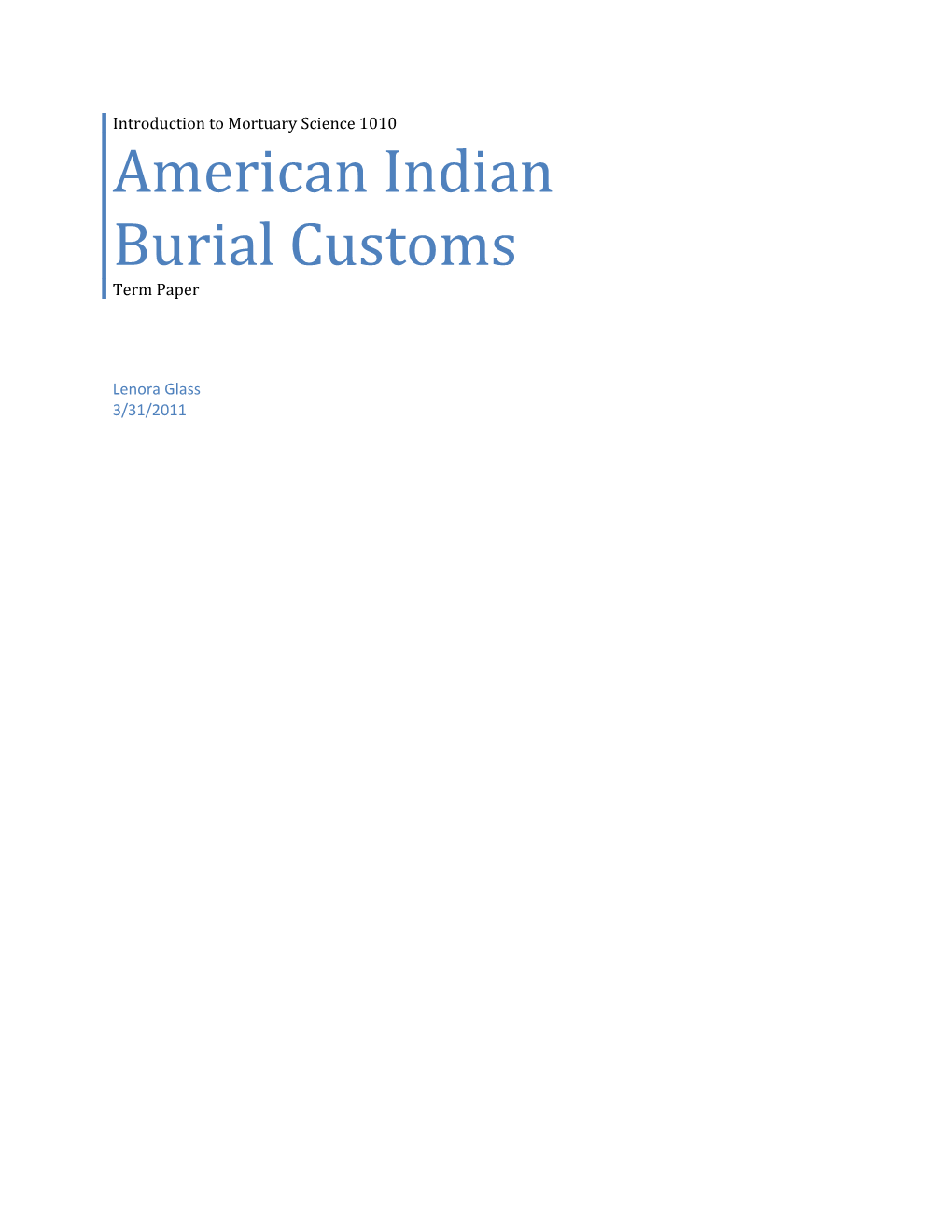 American Indian Burial Customs