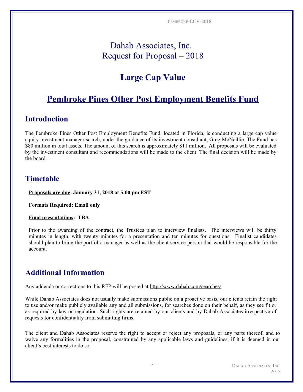 Pembroke Pines Other Post Employment Benefits Fund