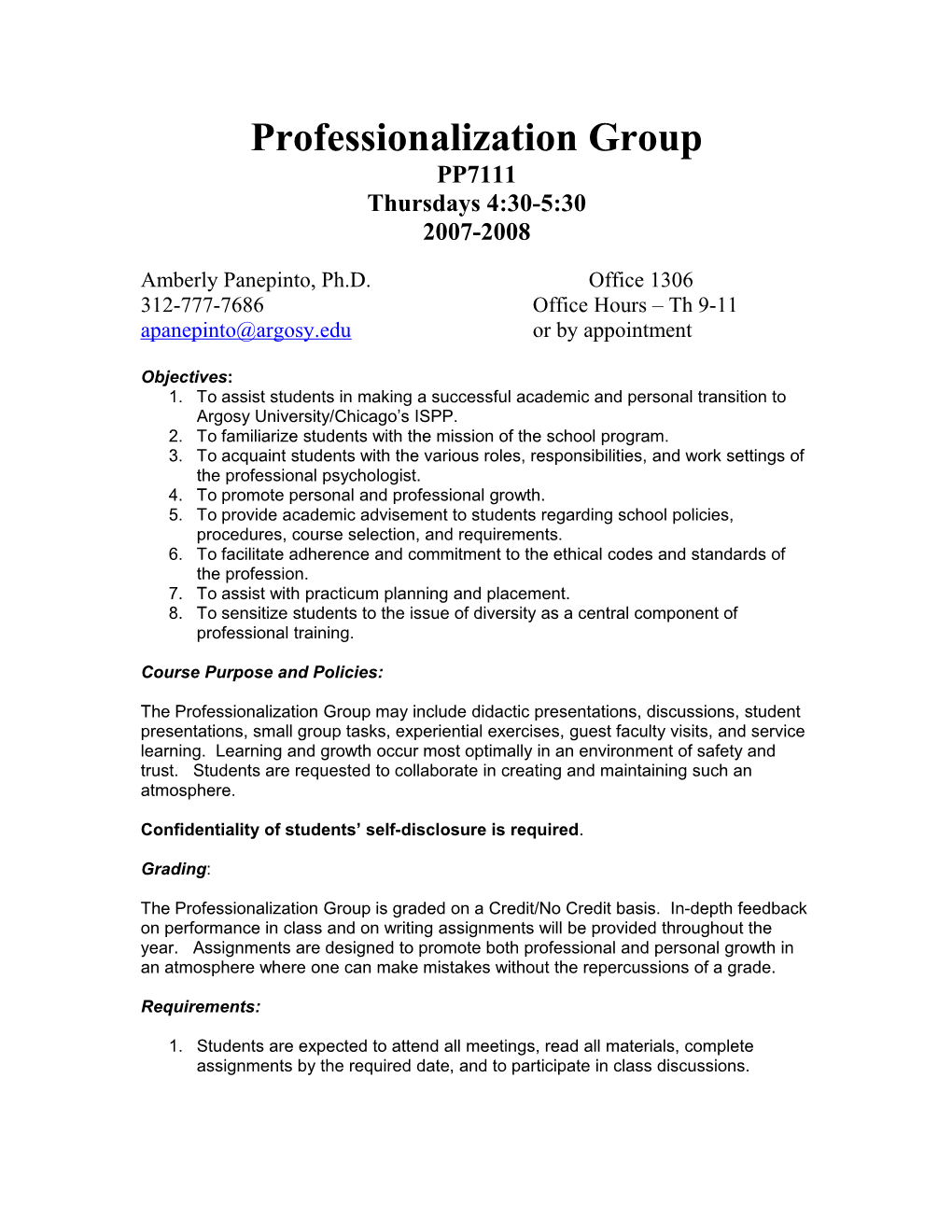 Professionalization Group