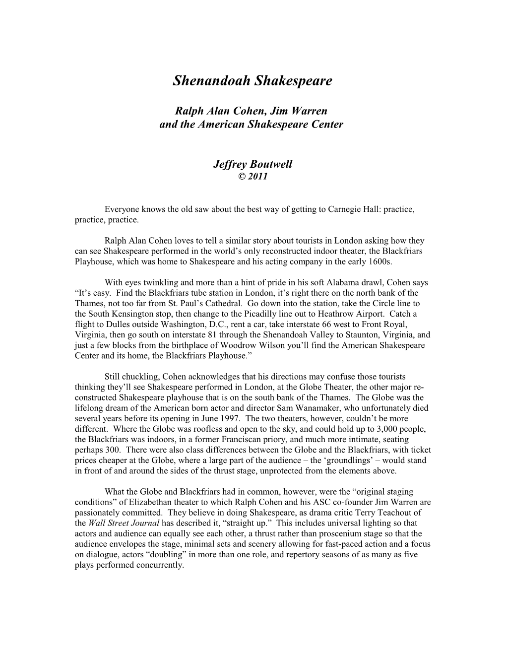 Ron Rosenbaum, the Shakespeare Wars