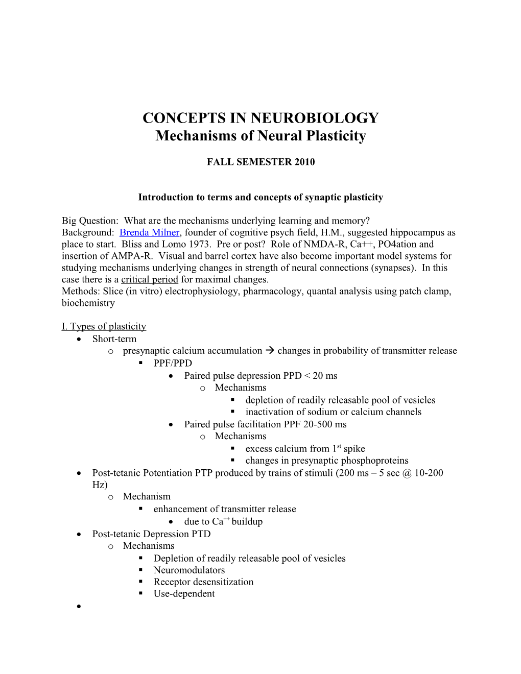 Concepts in Neurobiology