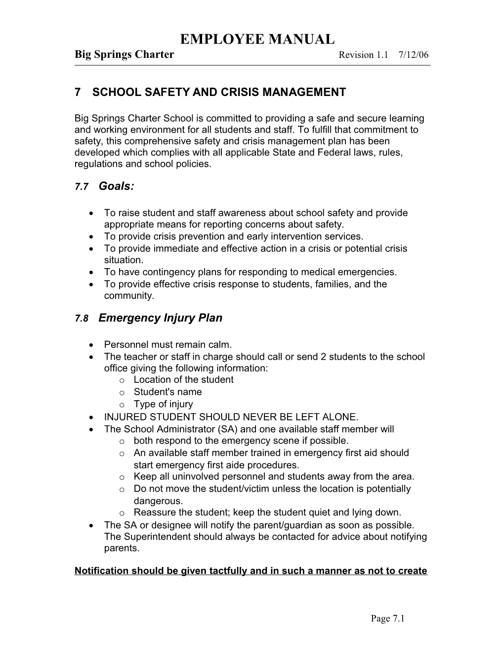 School Safety and Crisis Management