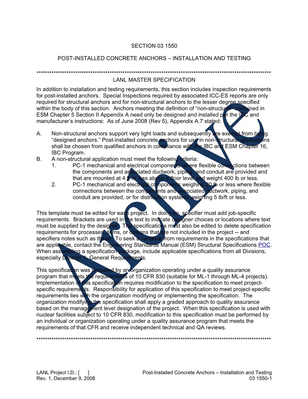 Post-Installed Concrete Anchors Installationand Testing