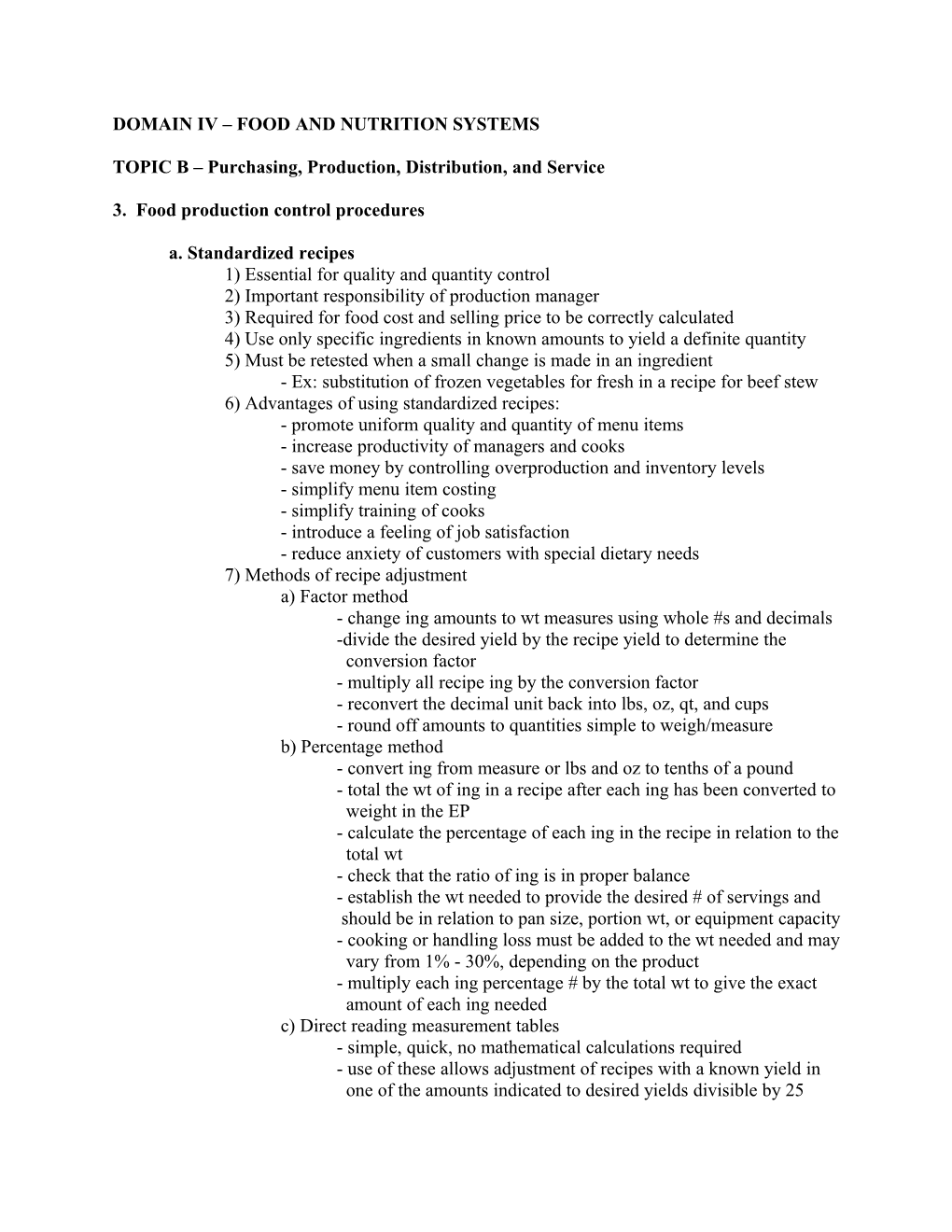 Domain Iv Food and Nutrition Systems