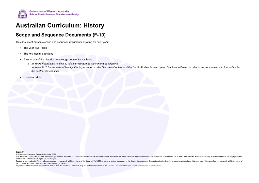 Scope and Sequence Documents (F-10)