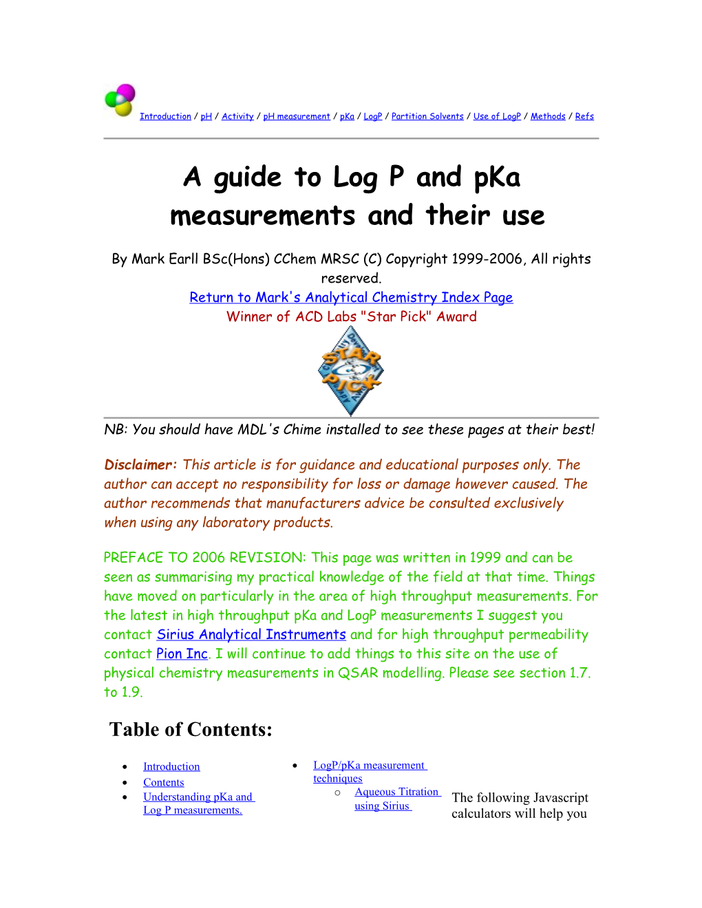 Introduction / Ph / Activity / Ph Measurement / Pka / Logp / Partition Solvents / Use Of