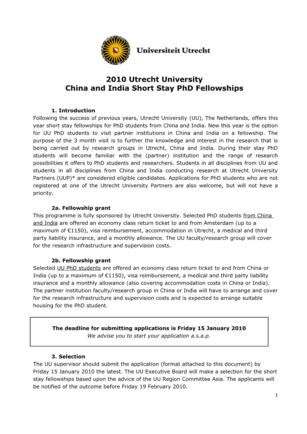 China and Indiashort Stay Phd Fellowships