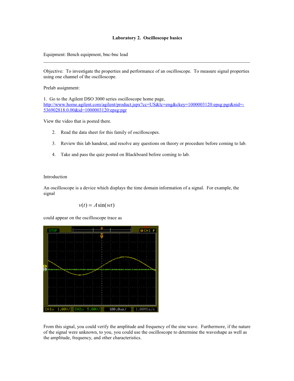 Laboratory 2. Oscilloscope Basics