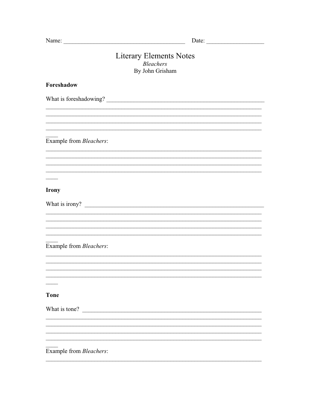 Literary Elements Notes