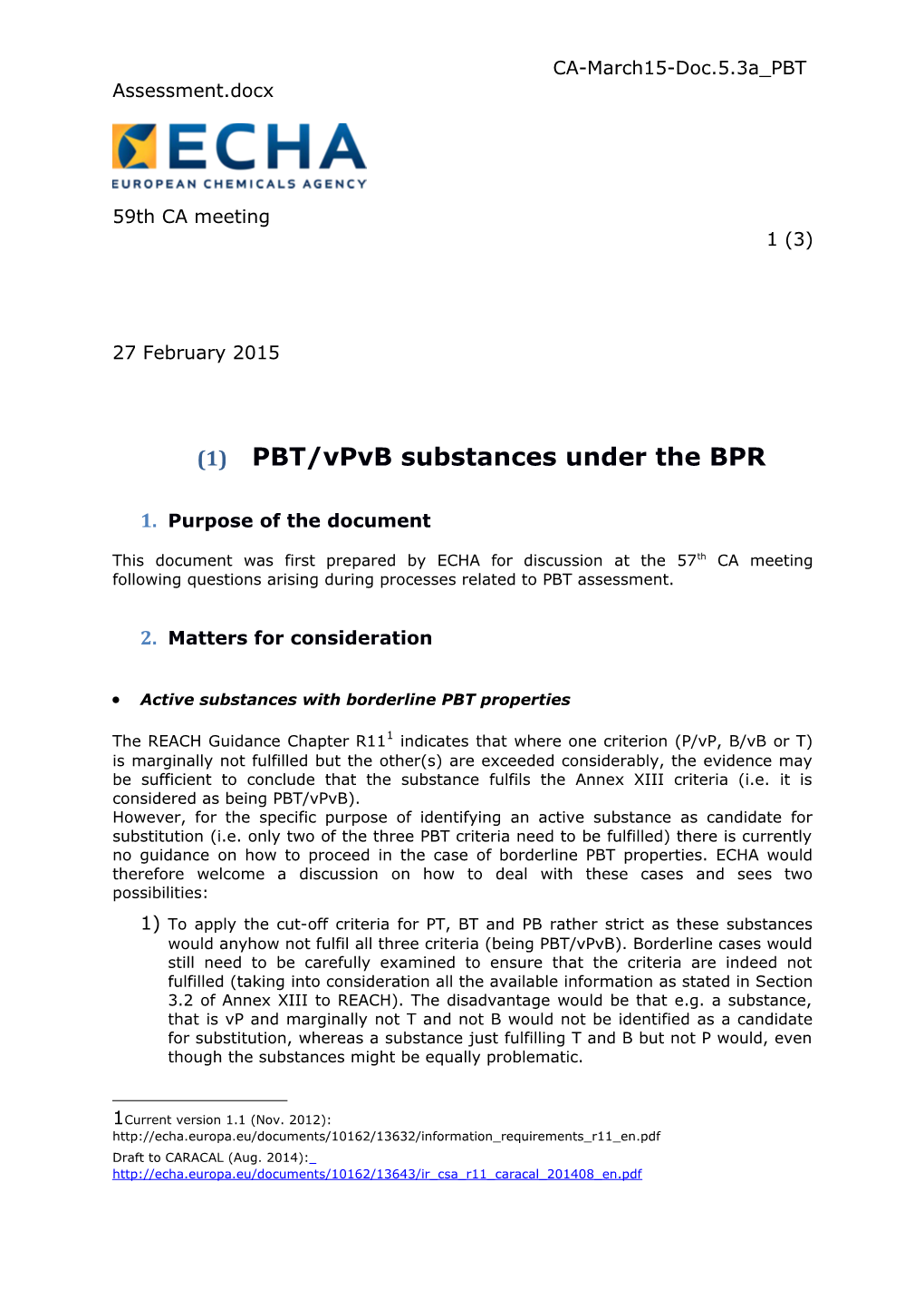 PBT/Vpvbsubstances Under the BPR