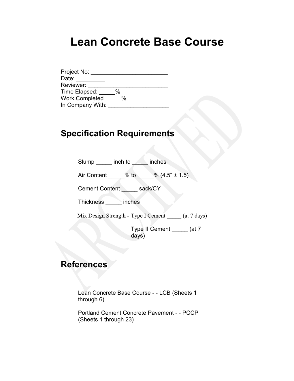 Lean Concrete Base Course