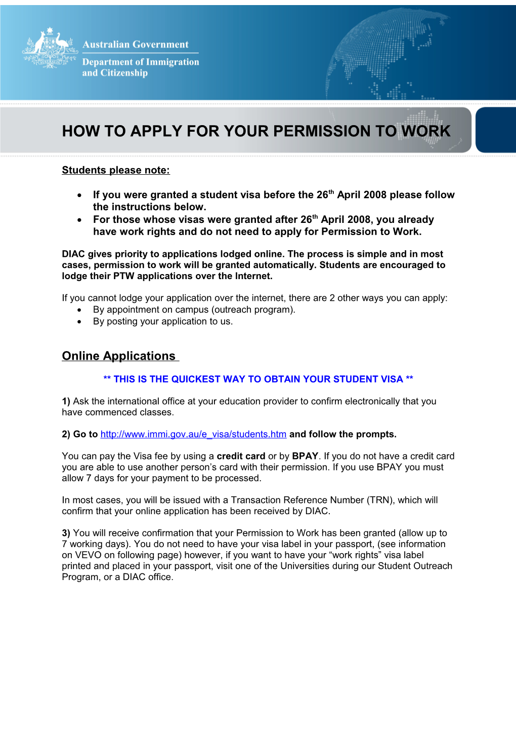 How to Apply for Your Permission to Work