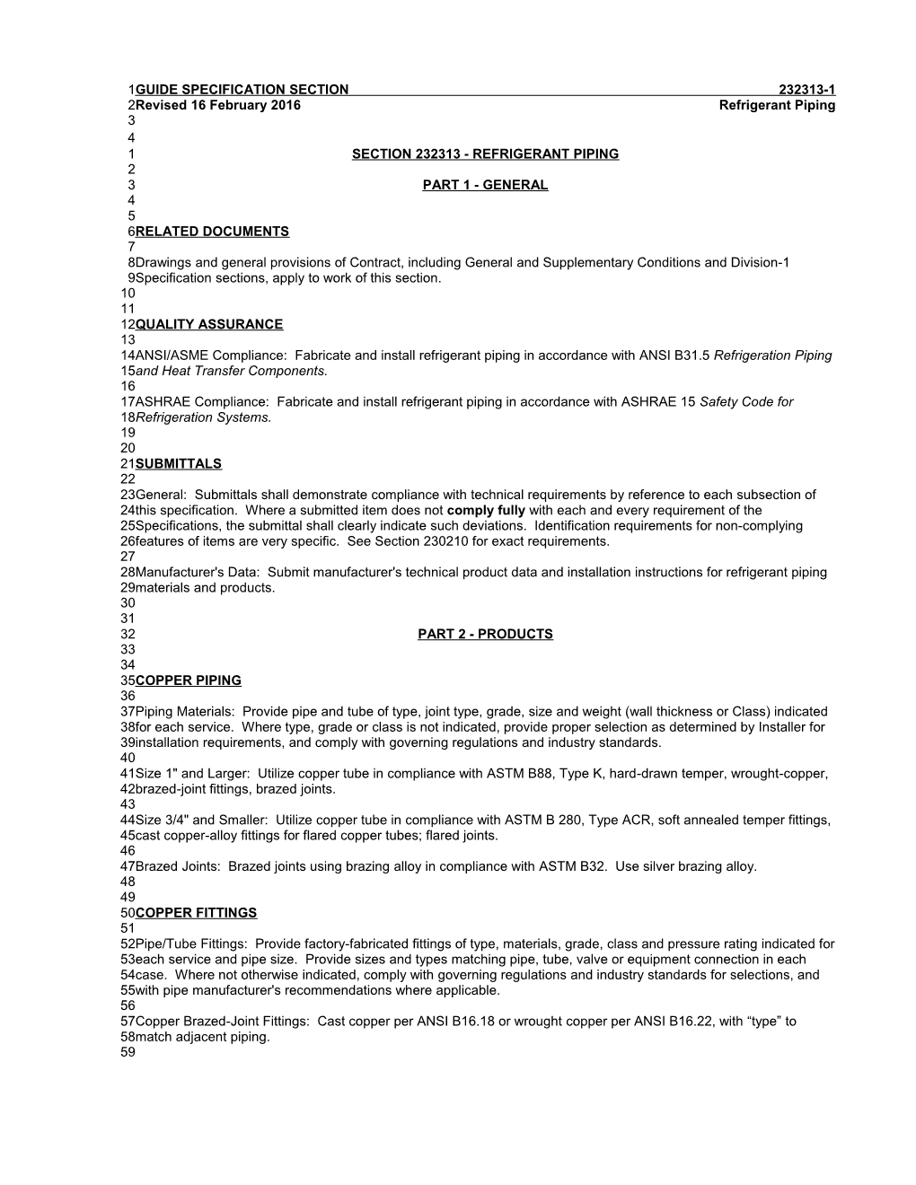 Section 232300 - Refrigerant Piping