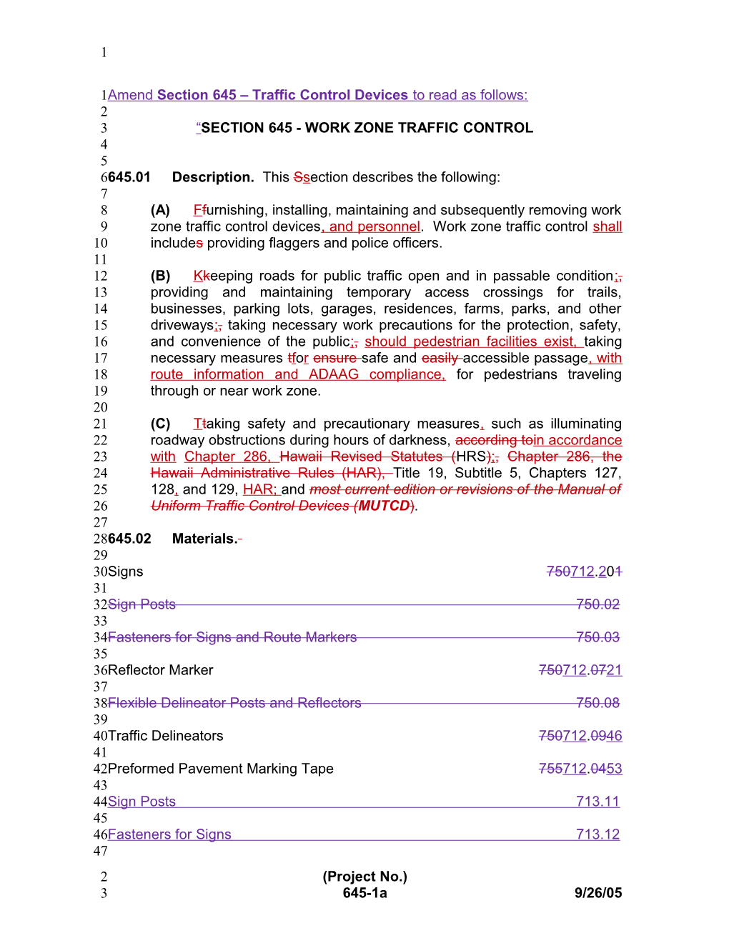 Section 645 - Work Zone Traffic Controltraffic Control