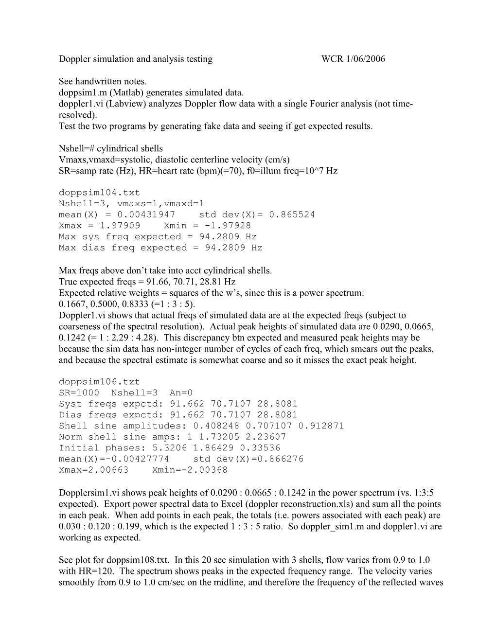 Doppler Simulation and Analysis Testing