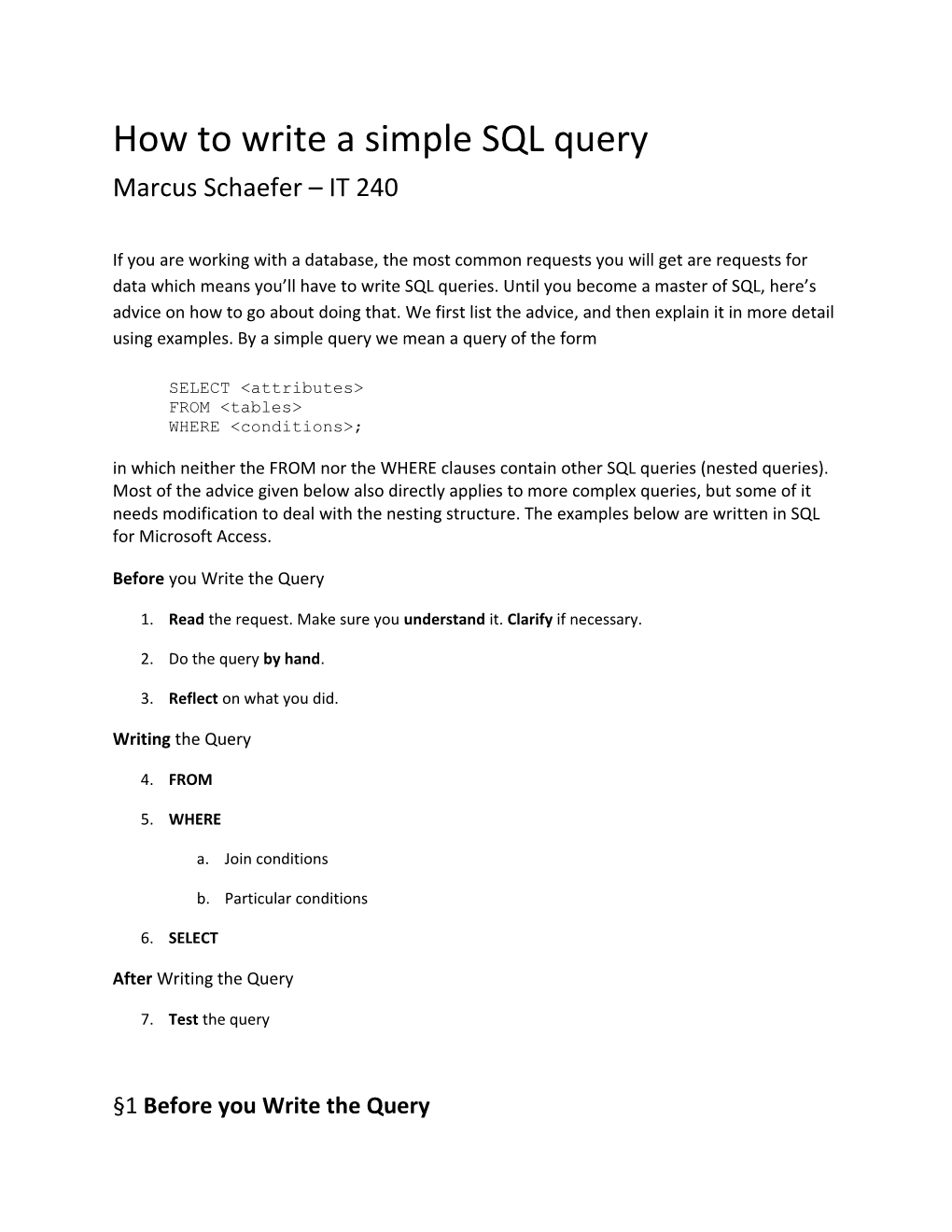 How to Write a Simple SQL Query