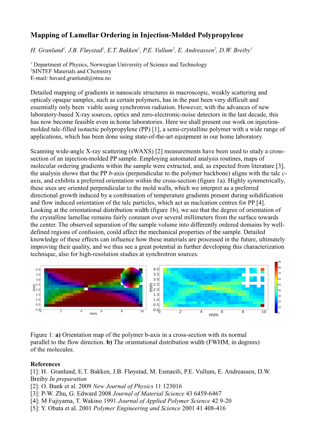 Mapping of Lamellar Ordering in Injection-Molded Polypropylene