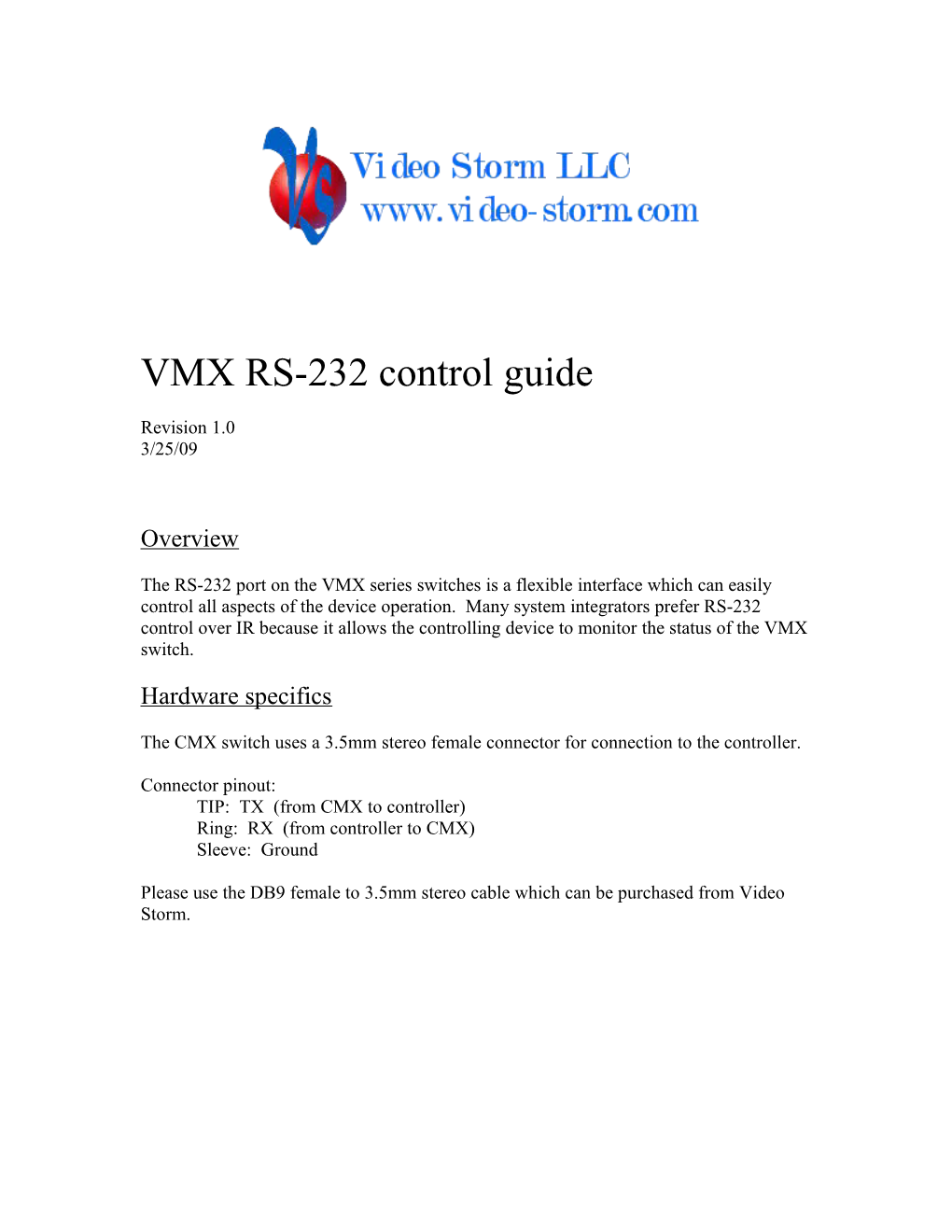 VMX RS-232 Control Guide