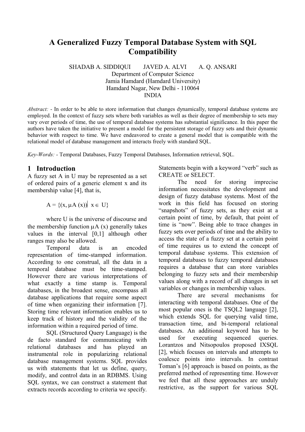 A Generalized Fuzzy Temporal Database System with SQL Compatibility