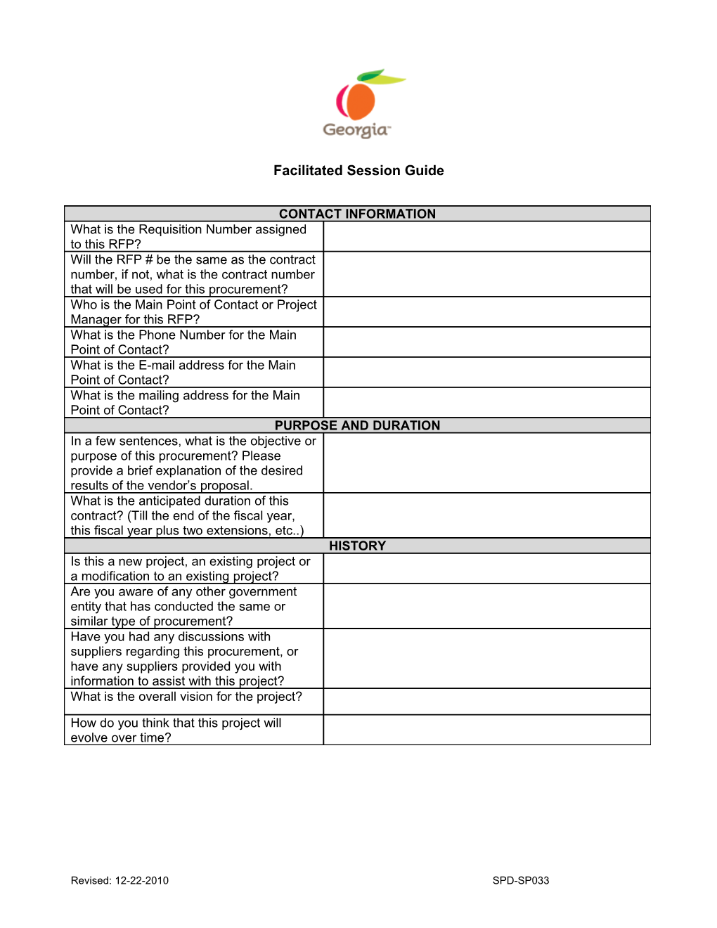 Facilitated Session Guide Template