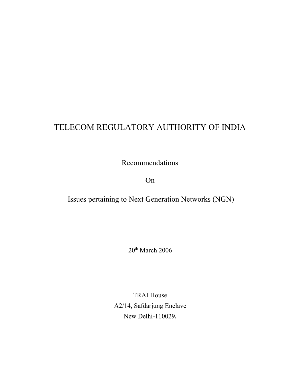 Telecom Regulatory Authority of India