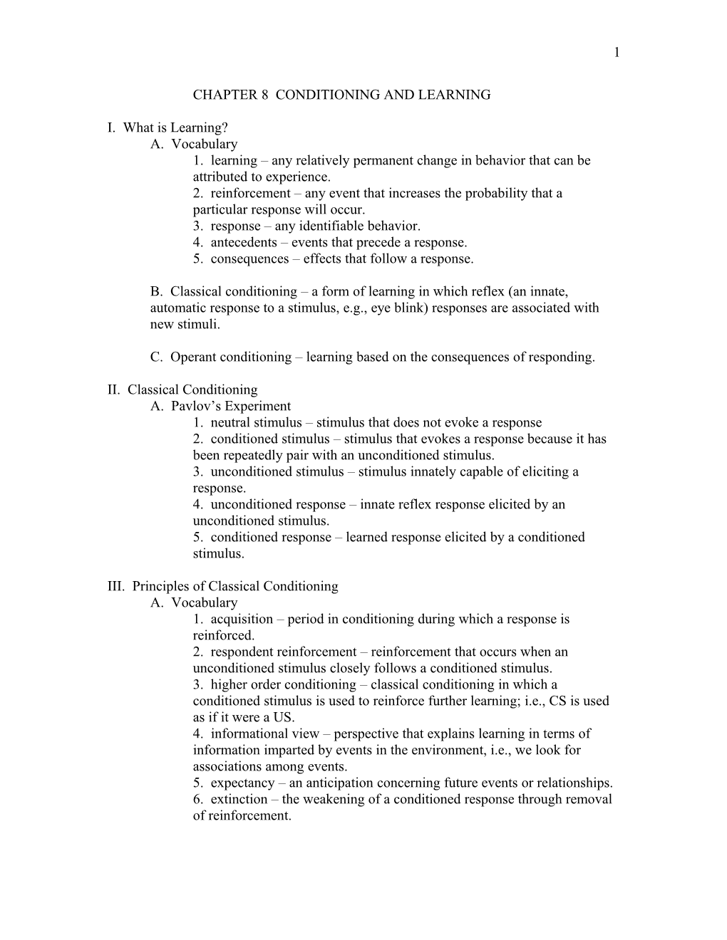 Chapter 8 Conditioning and Learning